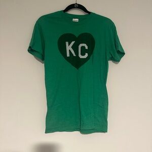 charlie hustle KC heart green shirt